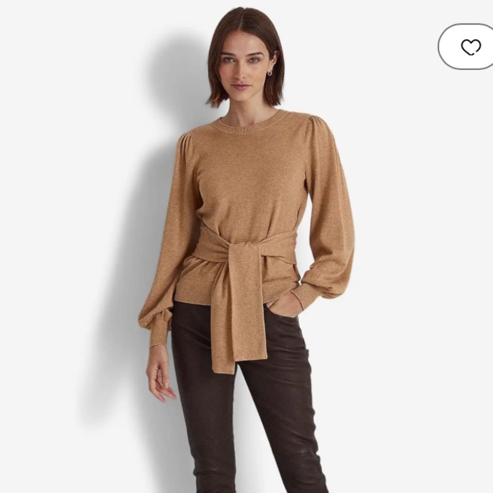 Lauren Ralph Lauren Belted Cotton Blend Sweater